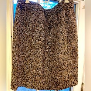Tweedy Calvin Klein a-line skirt; black and brown